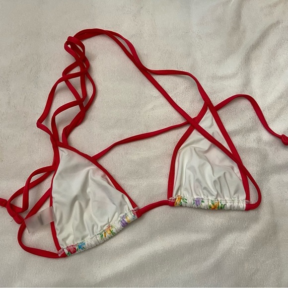 New! Frankie's Bikinis Nick Triangle Bikini Top tropical floral 1021 - Picture 5 of 8